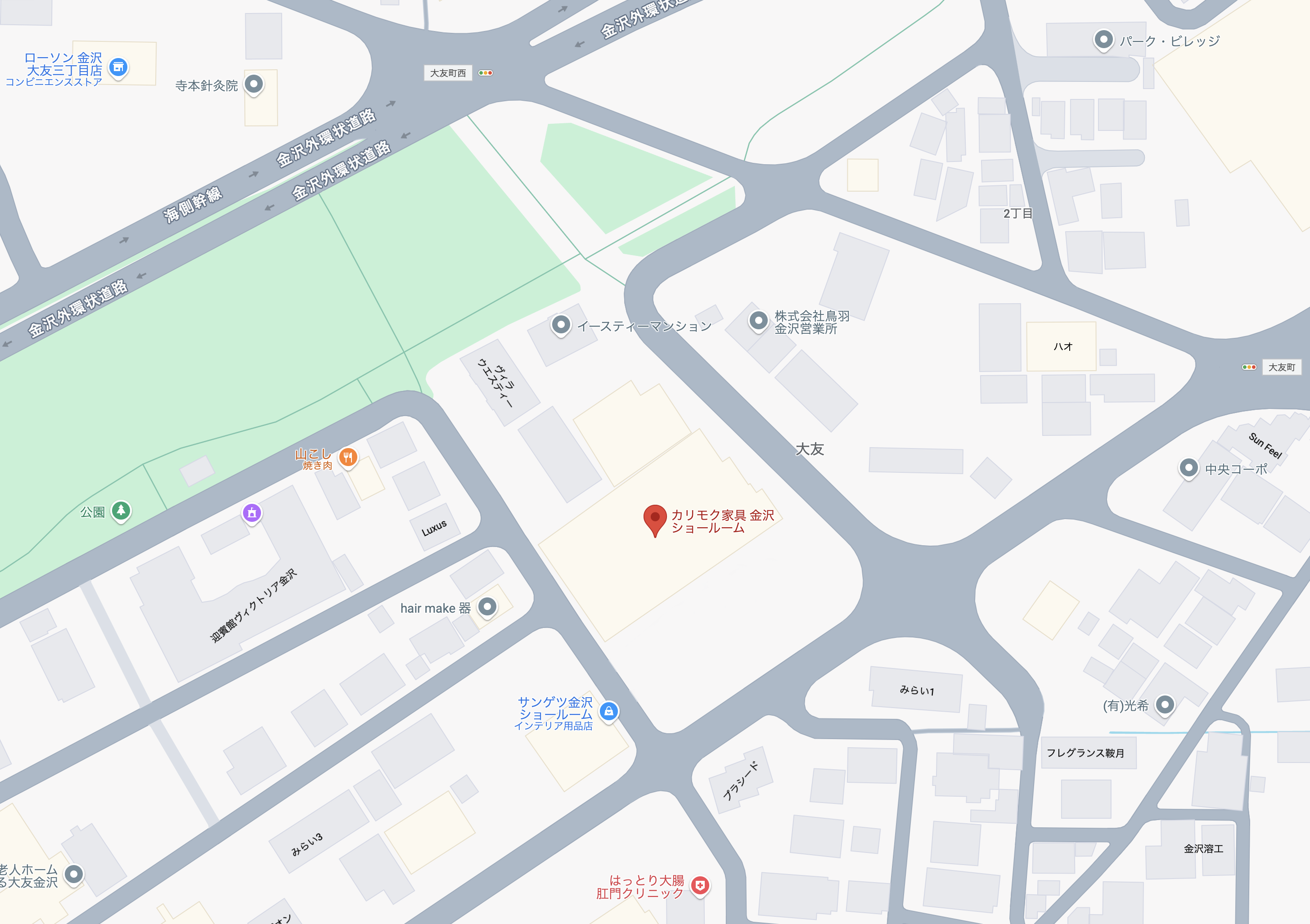 カリモク家具　金沢　GoogleMap